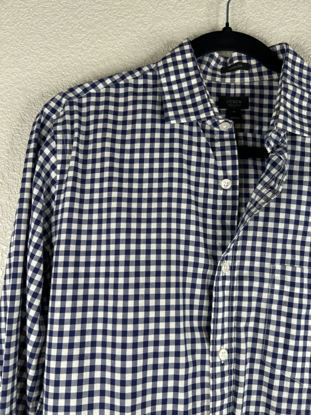 J. Crew Men's Ludlow‎ Blue & White Check Long Sleeve Classic Button Down Shirt